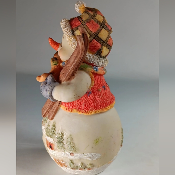 Vtg. Snowman Figurine,  Skiing Darling in Sweater, Scarf and Hat - Picture 2 of 7